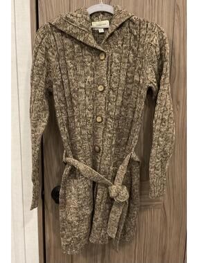 St John’s Bay Womens Brown Button Up Hooded Cardigan Size Small